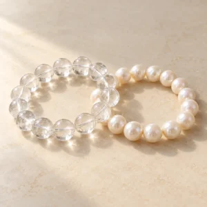 Crystal Big + Natural Pearl Bracelet Duo