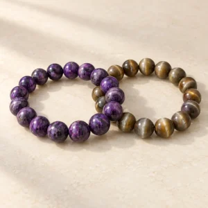 Sugilite + Cat's Eye Bracelet Duo